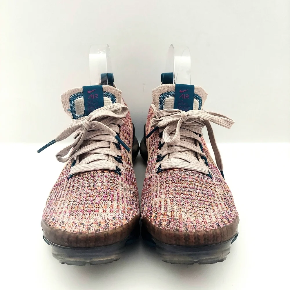 Nike Women’s Beige/Pink Flyknit 3 VaporMax In Desert Sand Vivid Purple Size 7